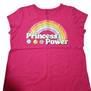 The Childrens Place Girls Hot Pink Rainbow "Princess Power" Tee